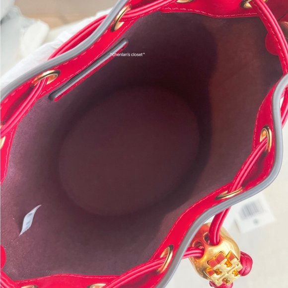 🔥NeW! $498 Tory Burch T Monogram Mini Embroidered Bucket Bag 87062 - Picture 10 of 15